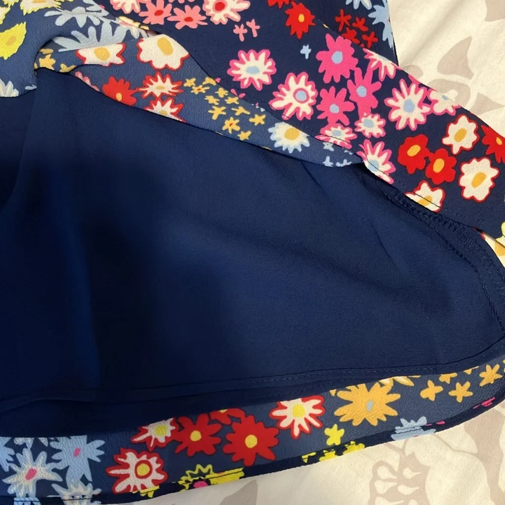 Talbots long sleeve ruffle neck floral cheerful dress EUC - Picture 11 of 12